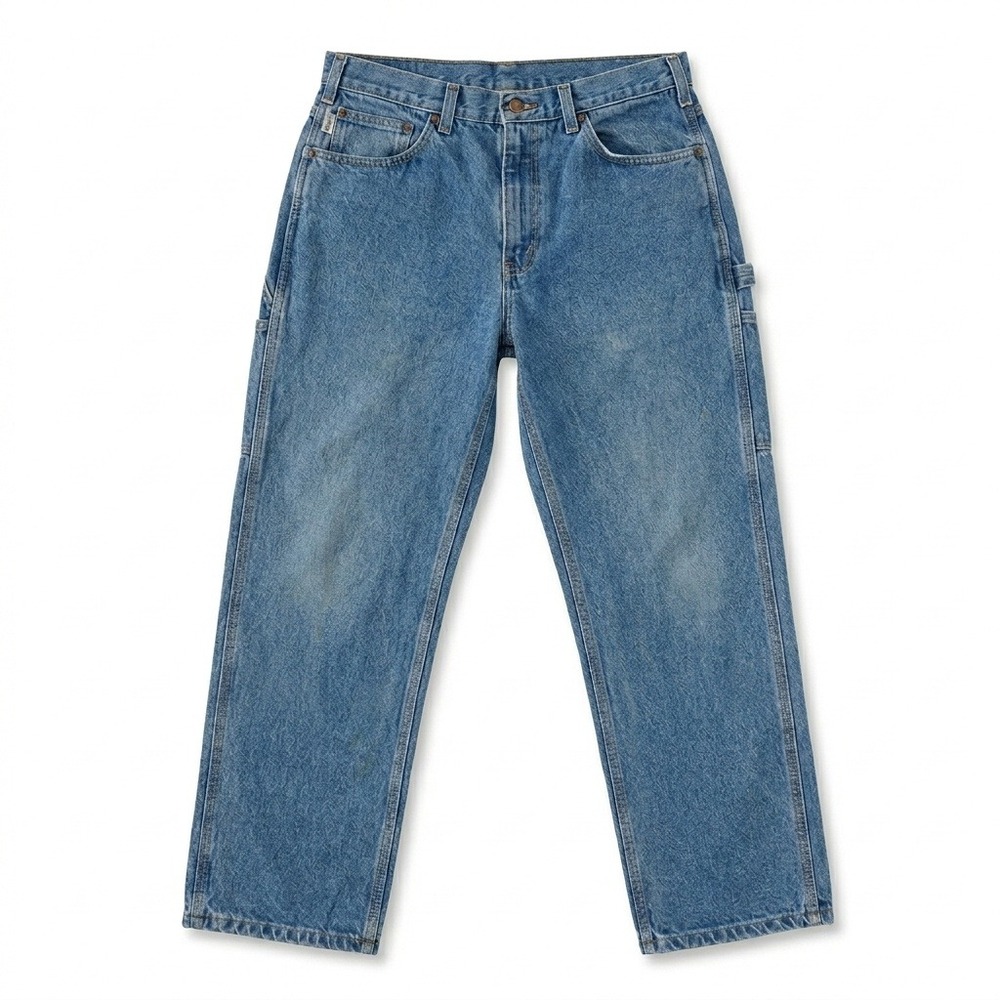 Carhartt B171-DST Mens 32x30 Relaxed Fit Carpenter Jeans Blue Denim Work Pants